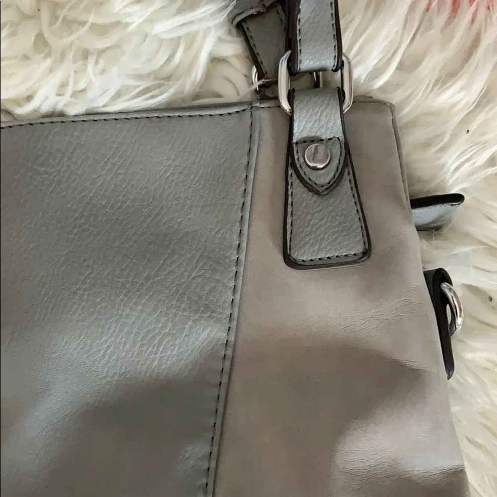 Grey Faux Leather‎ Hobo Tote Shoulder Bag Patchwork